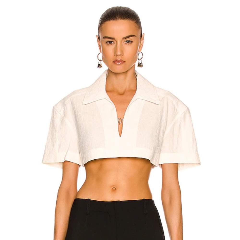 Jacquemus Le Haut Bebi Cropped Blouse – Cream – Size 36 – NWT